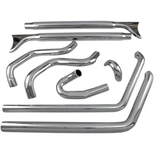 Bassani Xhaust 2005 Harley-Davidson 15th Anniversary Fat Boy FLSTF True Duals Exhaust System with Fishtail Mufflers without Baffles - 33" - 2-1/4" Muffler Image 1